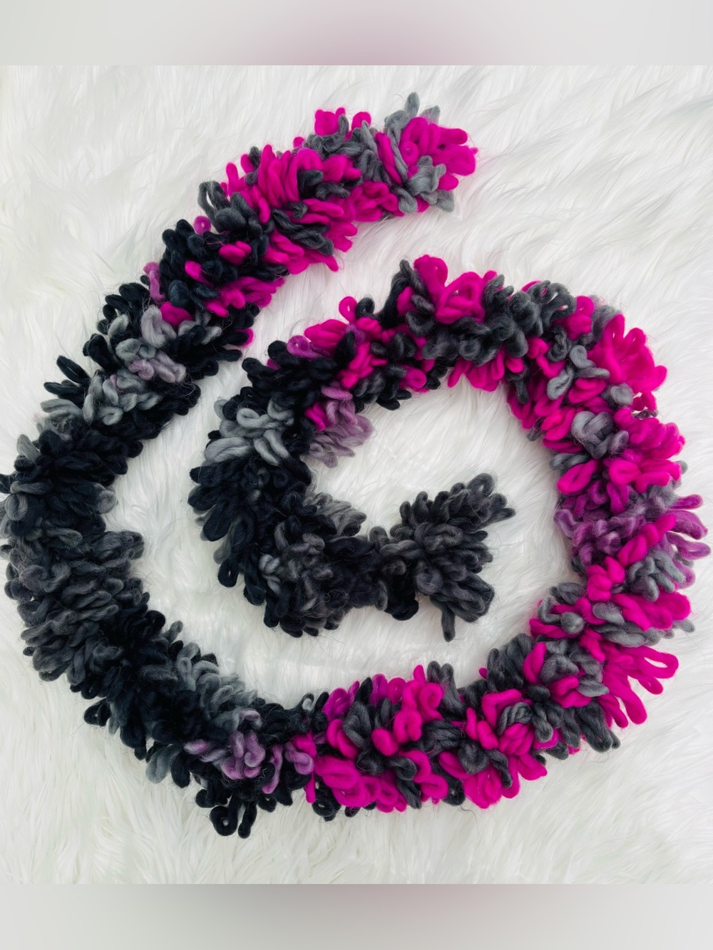 Pink and Black Loopy Scarf